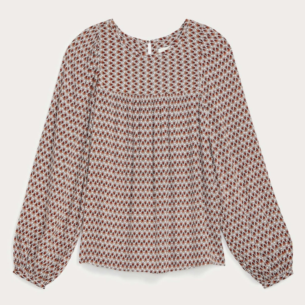 LOFT Floral Shirred Yoke Blouse